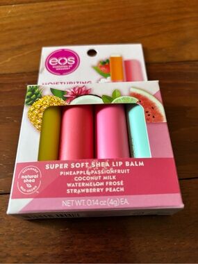 eos Super Soft Shea Lip Balm 4-pack — Assorted Pink, Coral, Yellow & Mint